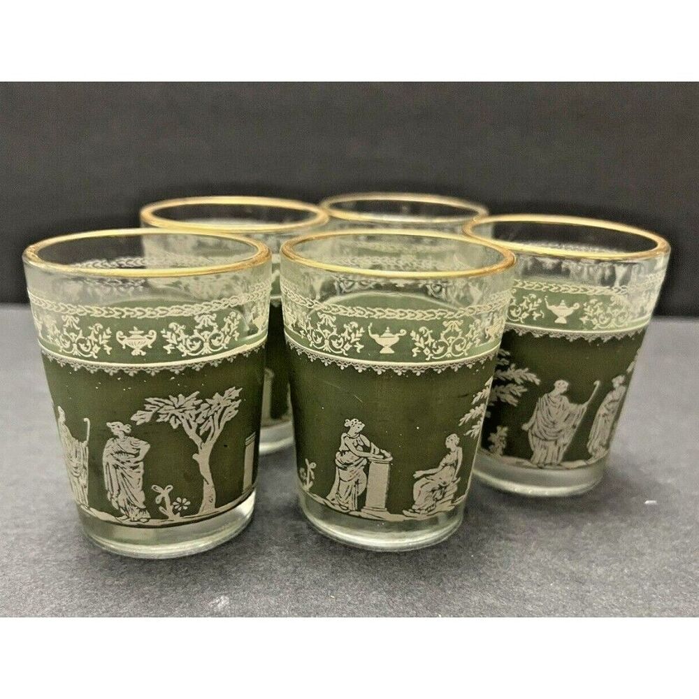 5 Exquisite Grecian Tumblers by Jeannette Glass Company – Hellenic Pattern